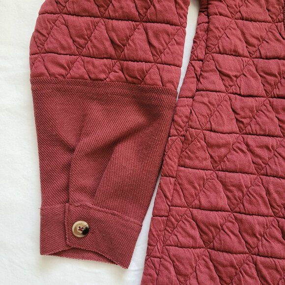 Oversized Quilted Shacket Jacket Button Up Maroon Burgundy Womens Size Small - Picture 9 of 9
